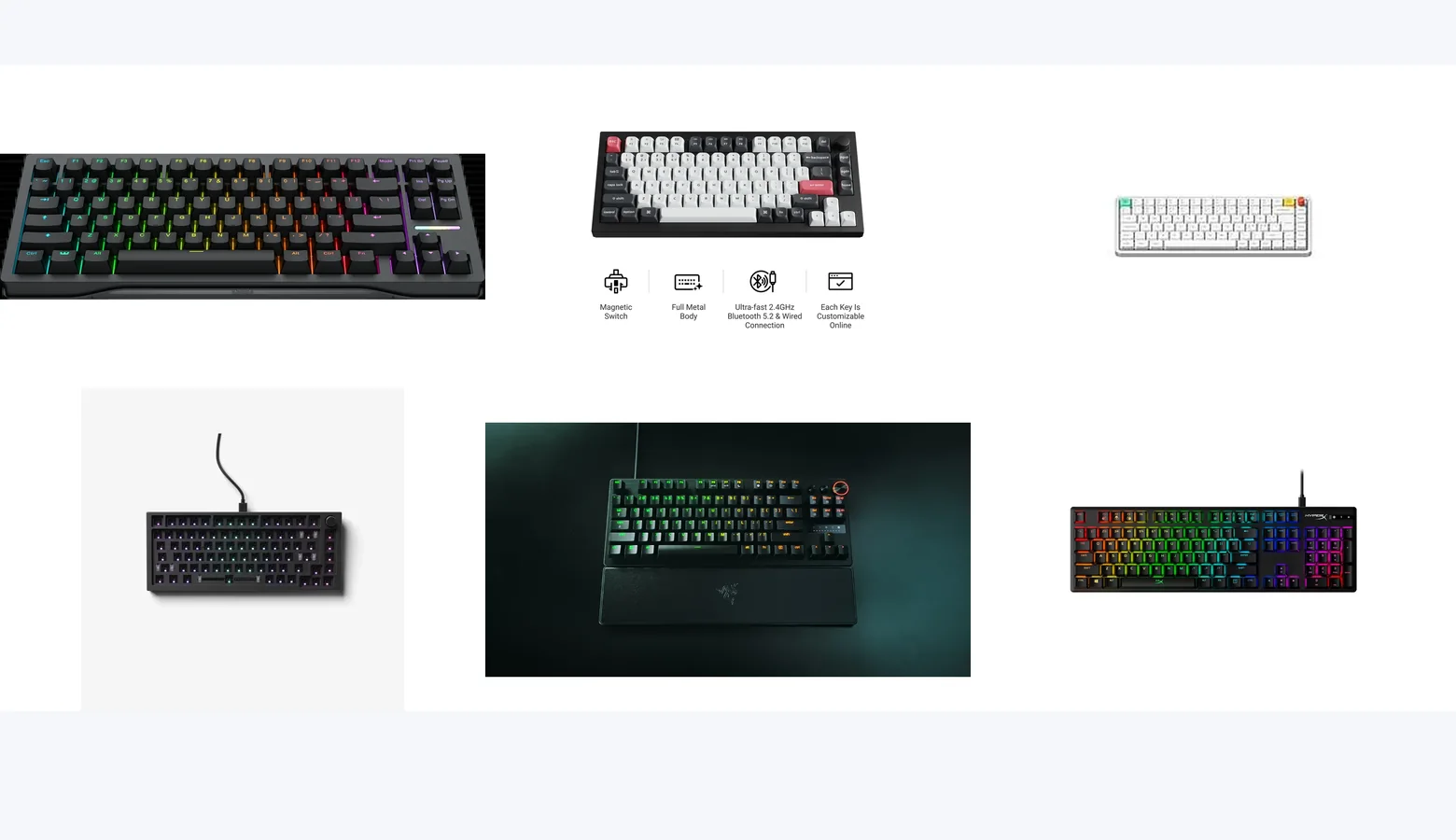 Mekaniske tastaturer side om side